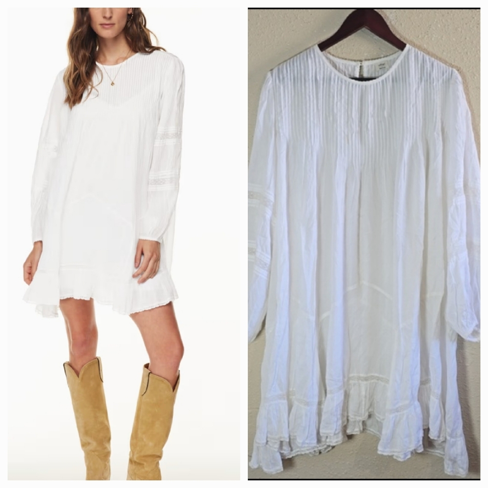 Wilfred Tealight White Long Sleeve Midi Dress